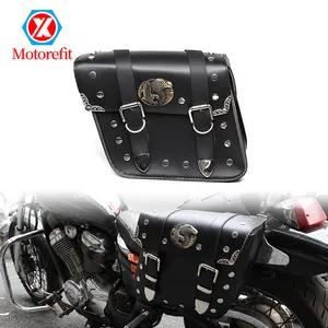 2Pcs PU Leather Universal Motorcycle Side Saddle Bags Saddlebags