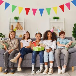 Guirnalda de <span class=keywords><strong>Banderines</strong></span> Triangulares de Plástico Coloridos, Decoración <span class=keywords><strong>para</strong></span> Inauguraciones, Carnavales, <span class=keywords><strong>Cumpleaños</strong></span>, Fiestas al Aire Libre, Decoración <span class=keywords><strong>para</strong></span> Aulas - Product Image 2