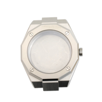Caja de Reloj Octogonal con Geometría Personalizada, Acero 316L, Acabado Cepillado, Tornillos Expuestos, Cristal Transparente, Kit de Modificación de Relojes