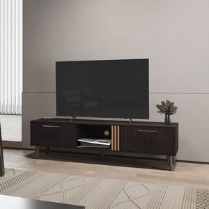 DB Altoona Meuble TV Minimaliste Console TV Pliable en Bois pour Salon Chambre à coucher en Noir/Chêne Clair Style Panneau Meubles de Maison - Product Image 2