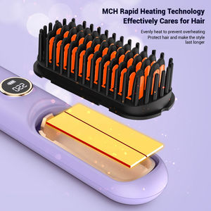 Herramienta de Peinado 2 en 1 Inalámbrica Portátil con Carga USB, Plancha y Cepillo Alisador Seguros para Uso Doméstico - Product Image 4