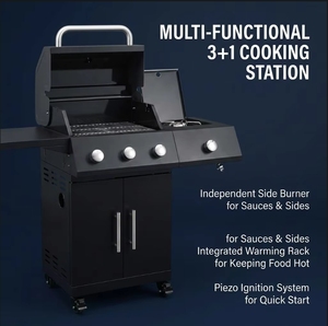 Parrilla <span class=keywords><strong>de</strong></span> Barbacoa Moderna <span class=keywords><strong>de</strong></span> Acero Inoxidable con 3 Quemadores, para Exteriores, con Carrito y Ruedas, Certificación CE ETL, Venta al Por Mayor OEM - Product Image 5