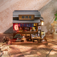 Nouveau produit 2026 M2601 Kit de maison miniature Izakaya DIY, maison de poupée de style japonais, kit de maison miniature en bois DIY avec éclairage