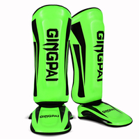 GINGPAI Protège-tibias élastiques Protège-chevilles en cuir pour Kickboxing Muay Thai Martial Art Sanda Protective Gear