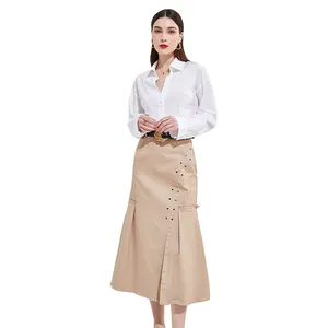 Denim skirt women's summer high Fanny pack hip skirt 2023 new retro straight tube loose a line in the long half skirt