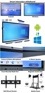 Pantalla Táctil Inteligente Multitáctil <span class=keywords><strong>de</strong></span> 55 65 75 85 86 Pulgadas, Pantalla Multitáctil <span class=keywords><strong>de</strong></span> 20/40 Puntos, Pizarra Interactiva 4K para Educación en el Aula - Product Image 5