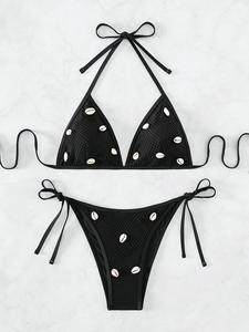 Xuanlang – maillot <span class=keywords><strong>de</strong></span> <span class=keywords><strong>bain</strong></span> deux pièces en tulle, détail coquillages, Mini, Micro, Bikini, ras-du-cou, pour femmes, C3503 # - Product Image 3