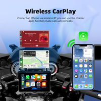 GPS sans fil 7 pouces pour moto avec CarPlay et Android Auto, navigation, double caméra embarquée 1080P, TPMS, télécommande, support magnétique BT
