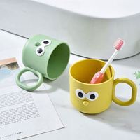 Gobelet à dents en plastique de dessin animé, grande ouverture, avec poignée, pour enfants et adultes, pour la salle de bain