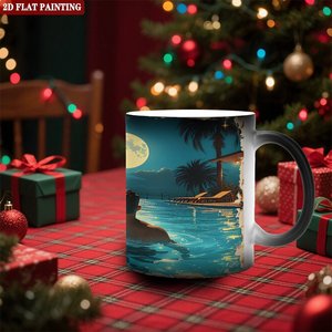 Mug à café en céramique noir givré 11 oz, tasse magique changeant de couleur à la chaleur, détente à la maison - Product Image 2
