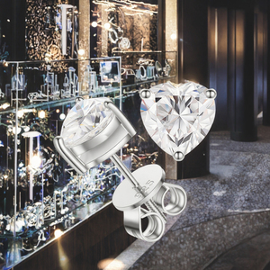 เครื่องประดับงานแต่งงาน TUHE ของขวัญหมั้น ต่างหูเงินแท้ 925 รูปหัวใจ ประดับเพชรโมอิสซาไนต์ VVS สร้างในห้องปฏิบัติการ ชุบโรเดียม - Product Image 3