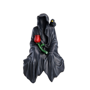 Halloween Black Robe Ornament Resin Ghost Figure Indoor Decoration for Home Desktop Car Halloween Decor - Product Image 5