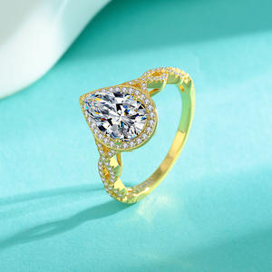 Anillo de moissanita, compromiso de plata, promesa, joyería fina para mujer, conjuntos de pera, diamante para mujer, anillo de moissanita - Product Image 1