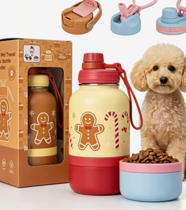 Botella de agua y comedero 2 en 1 para mascotas OOKIPETTY, tazón portátil de acero inoxidable para perros, para caminar y hacer senderismo al aire libre, 32 onzas. - Product Image 4