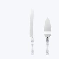 Couteau à pizza, à pain et à gâteau en acier inoxydable, spatule de service, coupe-pain, pelle à pâtisserie avec manche en plastique cristallin
