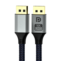 Cable DP 16K de aleación de aluminio de 1m y 2m certificado Vesa, cable de PVC 16K @ 30Hz 8k @ 60Hz 4 @ 240Hz 40gbps, cable DisplayPort para ordenador HDTV Stock.