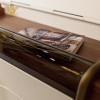 Buffet en bois avec pieds en acier inoxydable, armoire latérale brillante, meuble de salle à manger en bois laqué