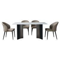 Ensemble de table en pierre moderne Foshan Prima avec chaises rembourrées, personnalisable pour salon, salle à manger et usage hôtelier