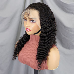 Perruques 200% Cheveux Humains 14-30 Pouces Noir Naturel Ondulé Profond Perruques Lace Front 13x4 Perruque Frontale Transparente en Dentelle - Product Image 1