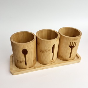 Boîte de rangement pour couverts en bambou, couteau, fourchette, cuillère, tube circulaire, porte-baguettes, vaisselle, boîte de rangement pour la <span class=keywords><strong>cuisine</strong></span>, séparateur de rangement - Product Image 1