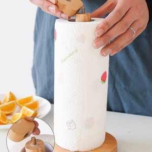 Solid Wood Tissue Holder Circular Standing No Drilling Required Paper Roll <b>Stand</b> For Kitchen Bathroom Decorative Design - Product Image 4