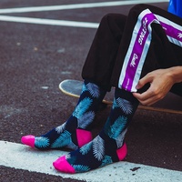 Vente en gros Grande Taille Street Sneaker Chaussettes Hommes Doux Coton Coloré Flamingo Happy Funny Socks