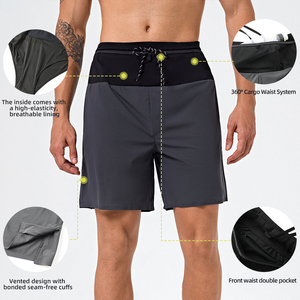 Best Seller <span class=keywords><strong>pantaloncini</strong></span> da ginnastica da uomo 2-in-1 da ginnastica in maglia di compressione personalizzata in Nylon per allenamento <span class=keywords><strong>pantaloncini</strong></span> da allenamento con fondo attivo per uomo - Product Image 3