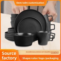 Vaisselle en porcelaine multicolore de style européen simple pour 4-6 personnes, compatible lave-vaisselle et micro-ondes, sans plomb ni chrome, qualité alimentaire, idéale pour hôtels et cadeaux