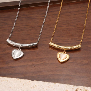 Collier pendentif en forme de cœur de luxe pour femmes, acier inoxydable 304, zircon, étanche, non décolorant, chaîne de câble, bijoux cadeau - Product Image 5