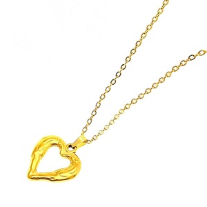 สร้อยคอจี้หัวใจสแตนเลสสีทอง ดีไซน์ฉลุลาย ของขวัญเครื่องประดับ - Product Image 4