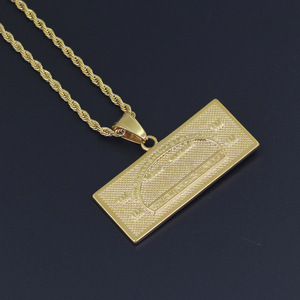 Collier pendentif en <span class=keywords><strong>or</strong></span> RQ Wholesale, billet de cent <span class=keywords><strong>dollars</strong></span>, bijoux, porte-bonheur argenté, pendentif signe dollar pour homme - Product Image 6