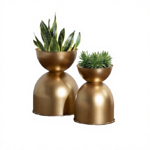Extremely Good Design <b>Plants</b> Pot Planter Set Of Two In Iron Gold Color Planter <b>For</b> Home Living Area Decoration Use - Product Image 1