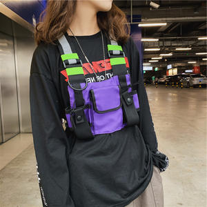 Hip Hop Streetwear Chaleco reflectante plateado con arnés funcional Bolsa <span class=keywords><strong>de</strong></span> pecho Nueva mochila con bolsa <span class=keywords><strong>de</strong></span> cintura delantera con patrón impreso - Product Image 2