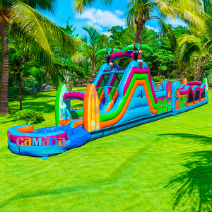 Parcours d'obstacles gonflable coloré avec toboggan aquatique pour adultes et enfants, idéal pour la location lors de fêtes - Product Image 4