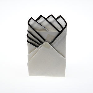 100% شابو مصباح من قماش الكتّان الأبيض اليدوية اليد توالت حافة مطوية الجيب ساحة المنديل - Product Image 3