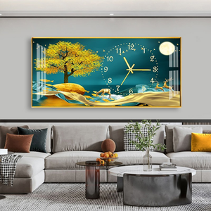 Vente en gros <span class=keywords><strong>de</strong></span> fleurs modernes légères <span class=keywords><strong>de</strong></span> luxe paysage animal cristal porcelaine peinture cadre d'art mural avec horloge pour la décoration intérieure - Product Image 6