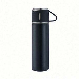 Ensemble de gourde isotherme à double paroi en acier inoxydable 304 de 500 ml, bouteille d'eau isolée, deux tasses, isolation thermique de 12 à 24 heures - Product Image 5