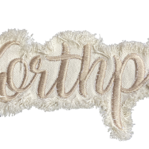 キャンバスリネンコットンアップリケ刺繍パッチデザイナーカスタム3D文字ロゴ衣服用フリンジ刺繍パッチに縫い付け - Product Image 6