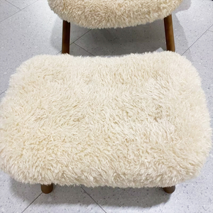 Fauteuil d'appoint <span class=keywords><strong>de</strong></span> haute qualité avec ottoman, design nordique, fauteuil lounge blanc bouclé pour villa <span class=keywords><strong>de</strong></span> vacances - Product Image 2