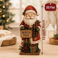 Décoration de Noël en bois : Père Noël, Bonhomme de neige, Elfe, Chariot – Ensemble de 3 ornements de table en buis, style rétro, pour la maison et les fêtes – Vente en gros