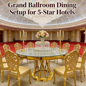 Mesa de Banquete Redonda Decorativa Diseñada para Eventos Comerciales, Mesa de Comedor de Acero Inoxidable Dorado, Mesa para Novios de Boda, Mesa de Hotel - Product Image 1