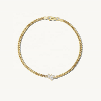Bracelet chaîne cubaine avec double charme marquise en argent sterling 925, nouveau design LOZRUNVE