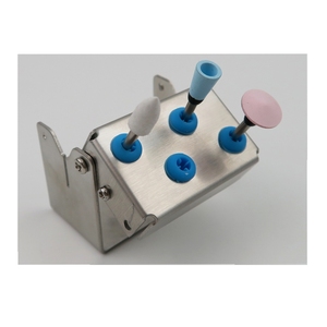 ที่วางหัวกรอฟันพร้อมวงแหวนซิลิโคน บล็อกกรอฟันสแตนเลส 4 รู 6 รู 8 รู - Product Image 3