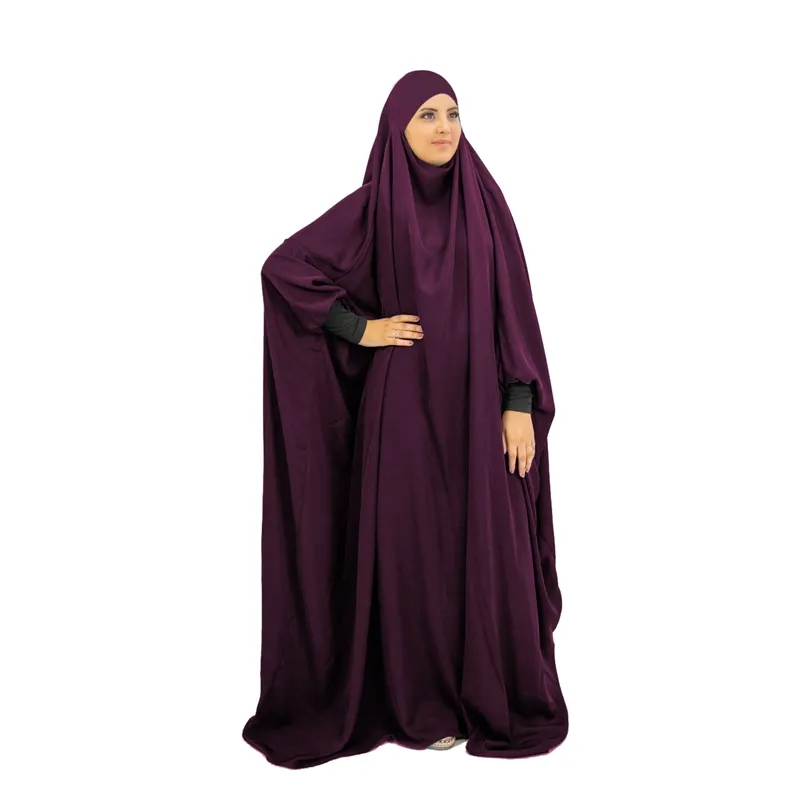 Wholesale Muslim Woman Jilbab Long Hijab Islamic Clothing Solid Color Prayer Abaya Women Muslim Dress