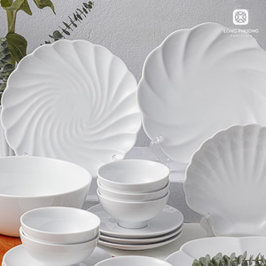 Assiette plate blanche de salle à manger Vaisselle en céramique Assiettes blanches de luxe Vaisselle Service de table de haute qualité - Product Image 6