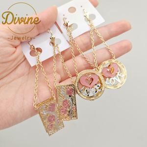 ต่างหูแฟชั่นขายดี ดีไซน์สวยหรู ชุบทอง 14k ทำจากทองแดงผสม ประดับด้วยสีสันแบบภาพวาดสีน้ำมัน ต่างหูยาว ขายส่ง - Product Image 2