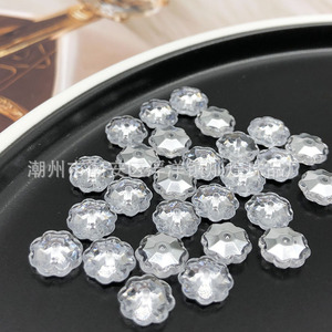Strass en verre en forme de fleur, transparents blancs, 12 facettes, pour la création de bijoux, chaussures, sacs, vêtements, robes de mariée - Product Image 2