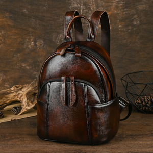 Mochila Ando Bag Vintage de Cuero Genuino para Mujer, Mochila de Piel de Vaca con Bolsillo Frontal con Cremallera y Correas Ajustables - Product Image 2