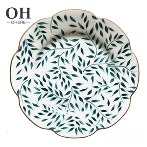Il nuovo design <span class=keywords><strong>piatti</strong></span> in ceramica piccole foglie verdi semplice piatto di insalata di frutta domestica creativo occidentale sottopiatti matrimonio - Product Image 1