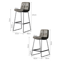 Chaise de bar de luxe nordique, moderne et simple, en fer forgé, chaise haute pour la maison, en cuir PU, pour réception, mobilier de bar